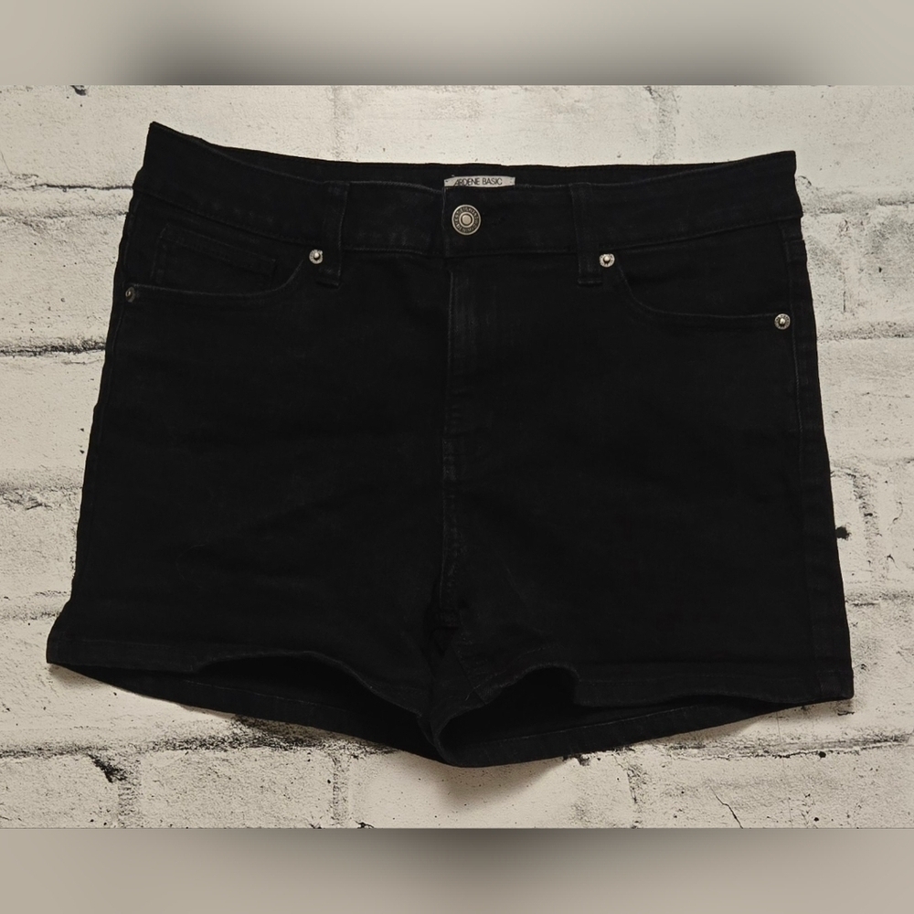 Ardene Black Denim Shorts Mid Rise Casual Summer Size 9/10